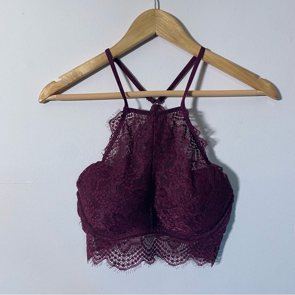Victoria’s Secret Pink Burgundy lace pullover pushup bralette size S (AA to C)